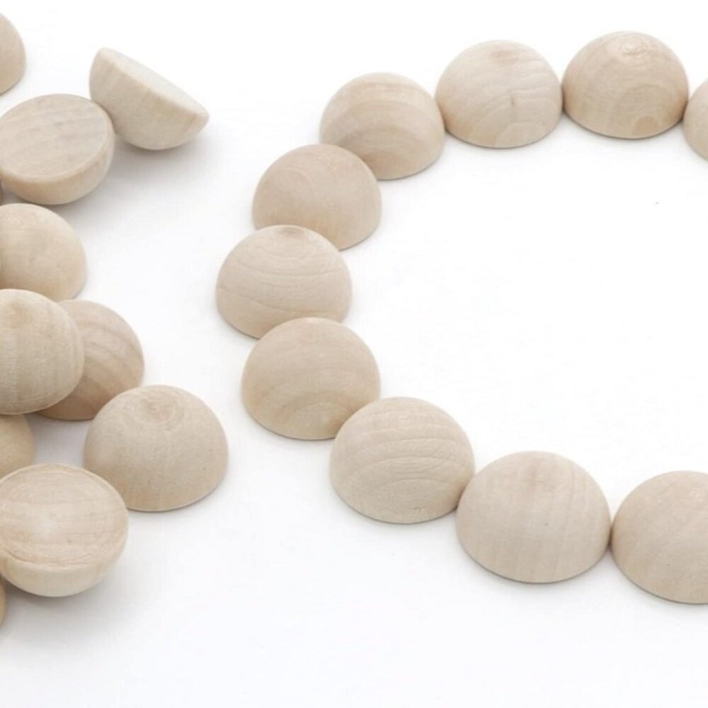 200 Pieces Half Wooden Beads 15mm
